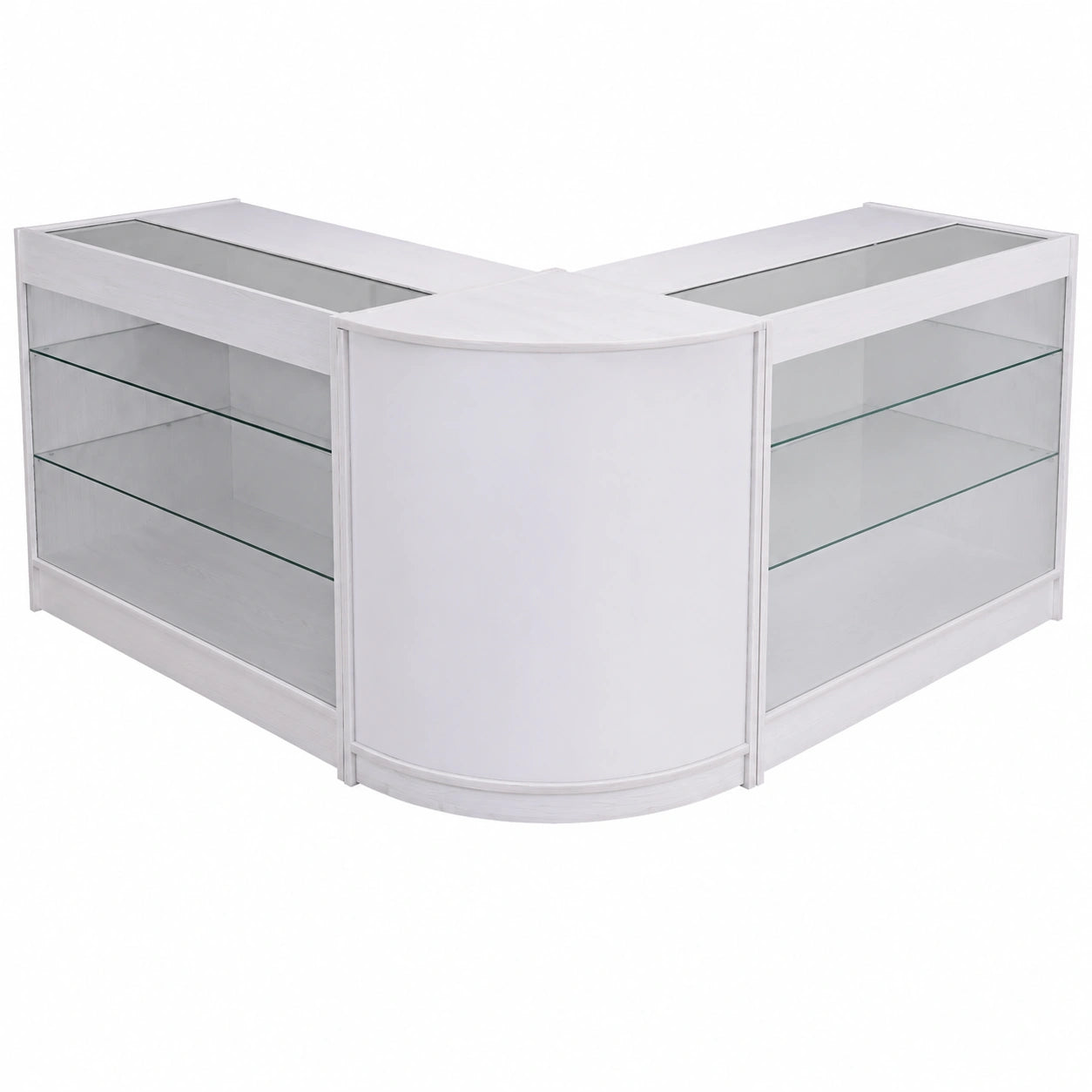 Meuble polyvalent, en panneaux de bois et verre, coloris blanc, pour les espaces de vie