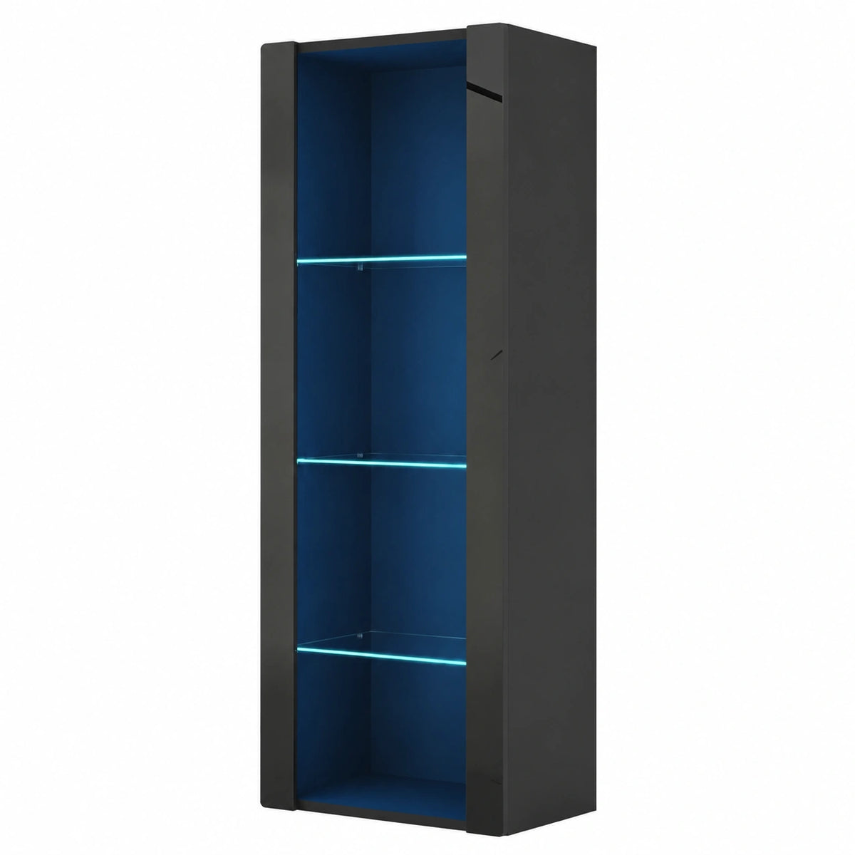 Bureau, avec rangement, avec éclairage LED, coloris noir, 55 x 35 x 166 cm, pour l’espace de travail