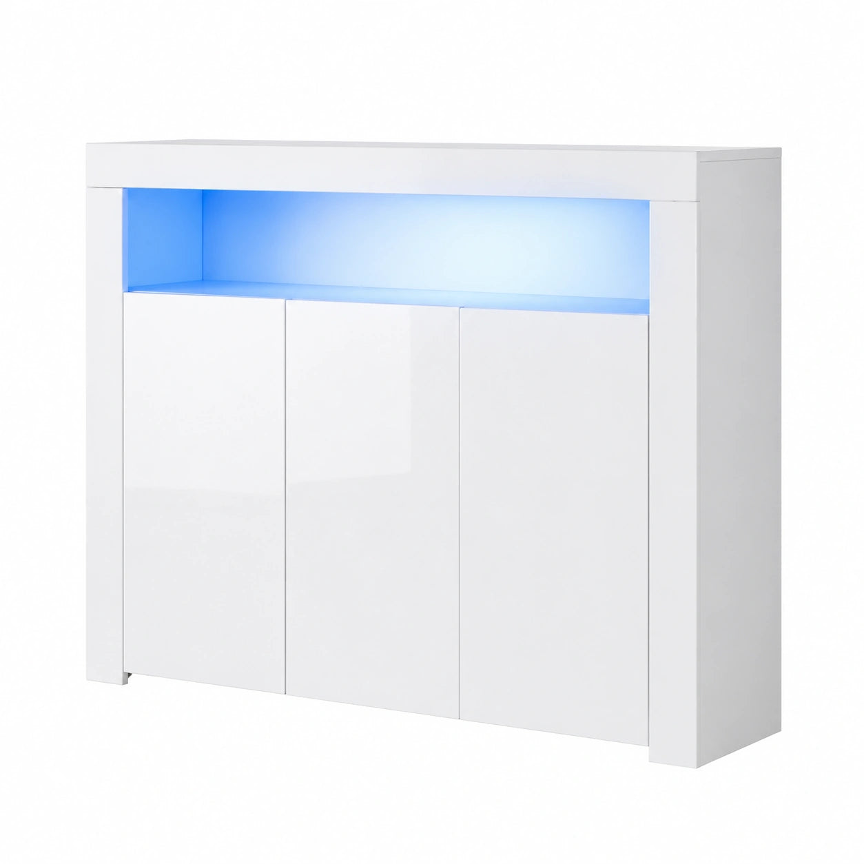 Buffet, avec portes, coloris blanc, pour la salle à manger ou le salon