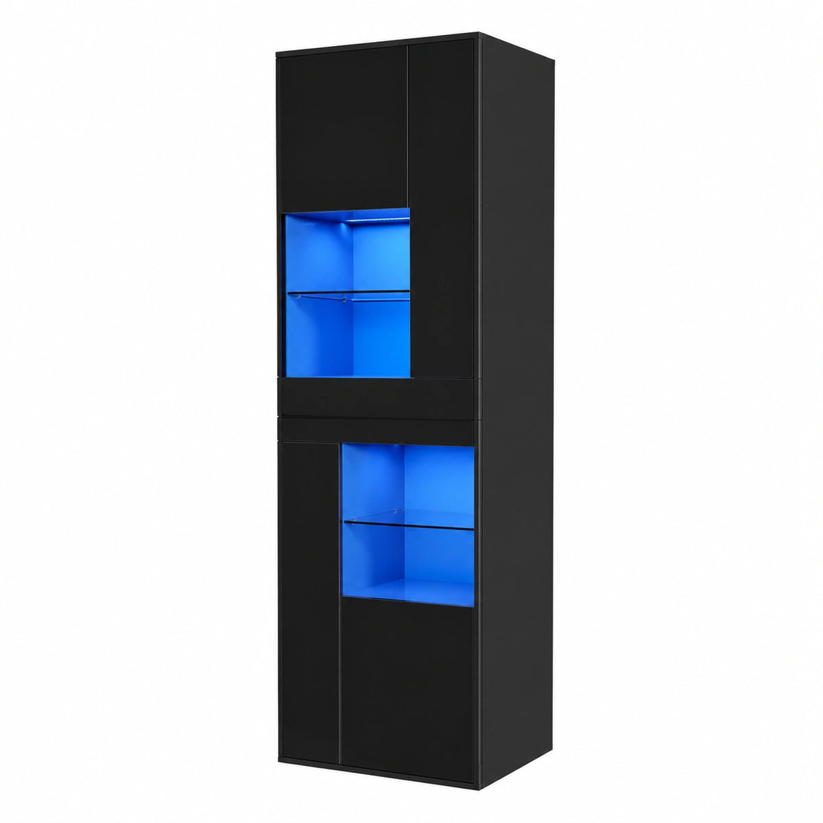 Meuble polyvalent, avec tiroirs, avec éclairage LED, 55 x 38 x 170 cm, pour les espaces de vie