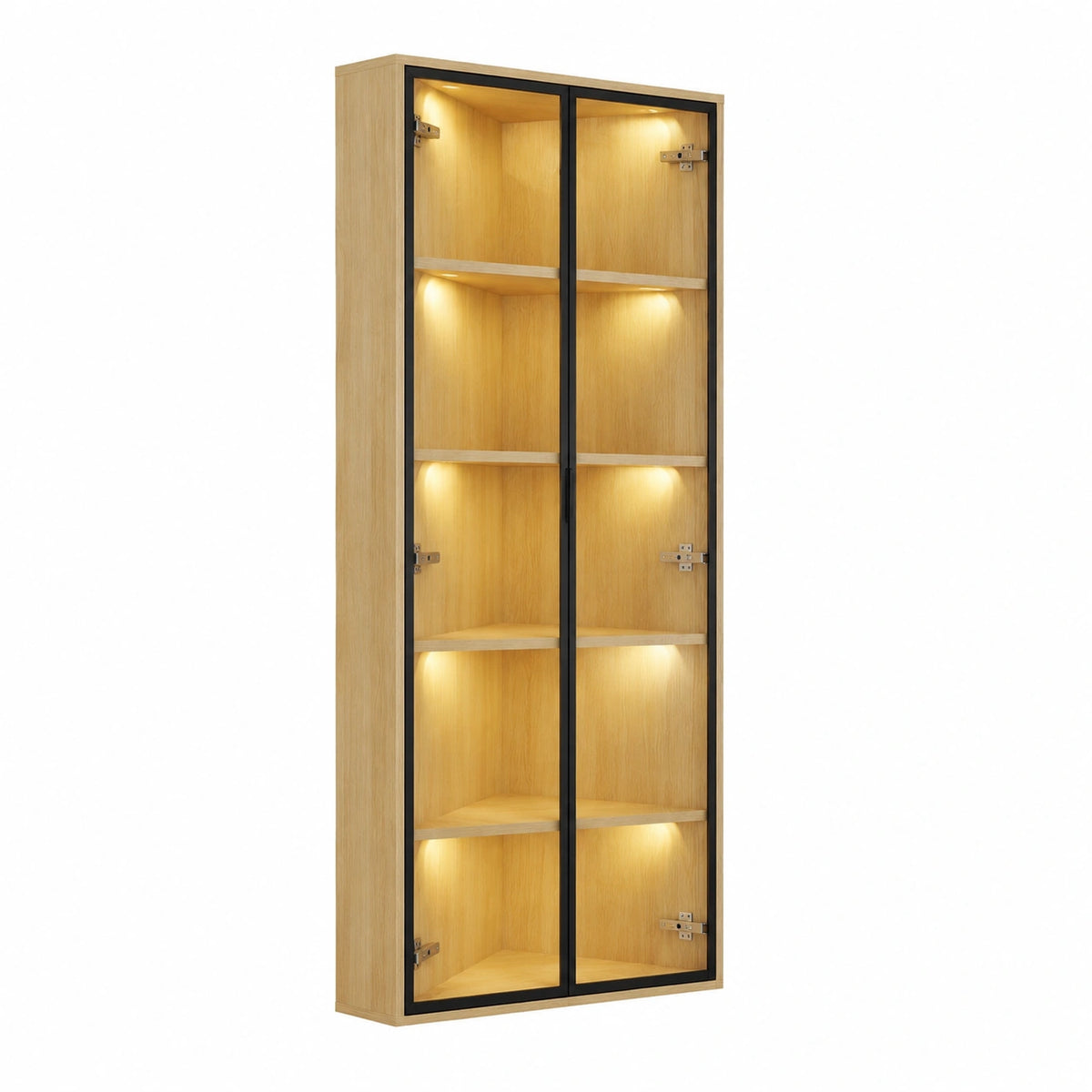 Armoire, avec portes, en chêne et verre trempé, 62 x 35 x 160 cm, pour la chambre