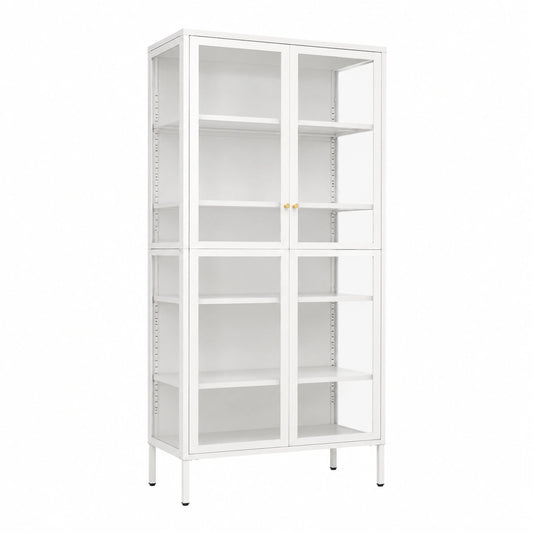 Armoire, avec rangement, en acier et verre trempé, coloris blanc, 90 x 40 x 180 cm, pour la chambre