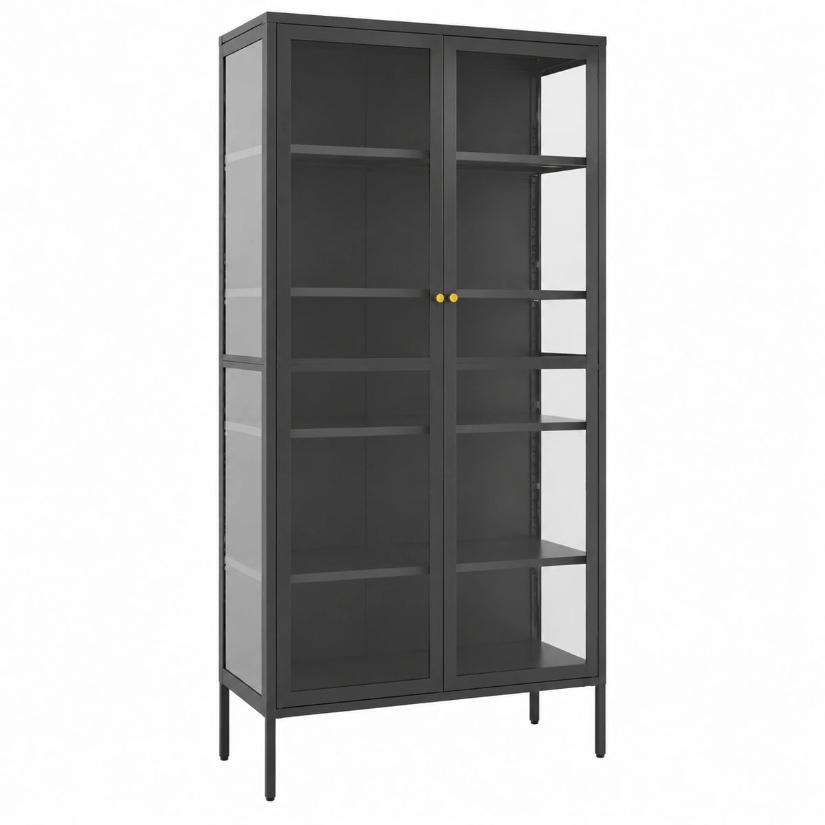 Meuble polyvalent, en acier et verre trempé, coloris anthracite, 90 x 40 x 180 cm, pour les espaces de vie