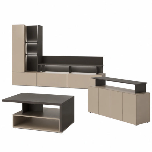 Buffet, coloris noir et taupe, pour la salle à manger ou le salon