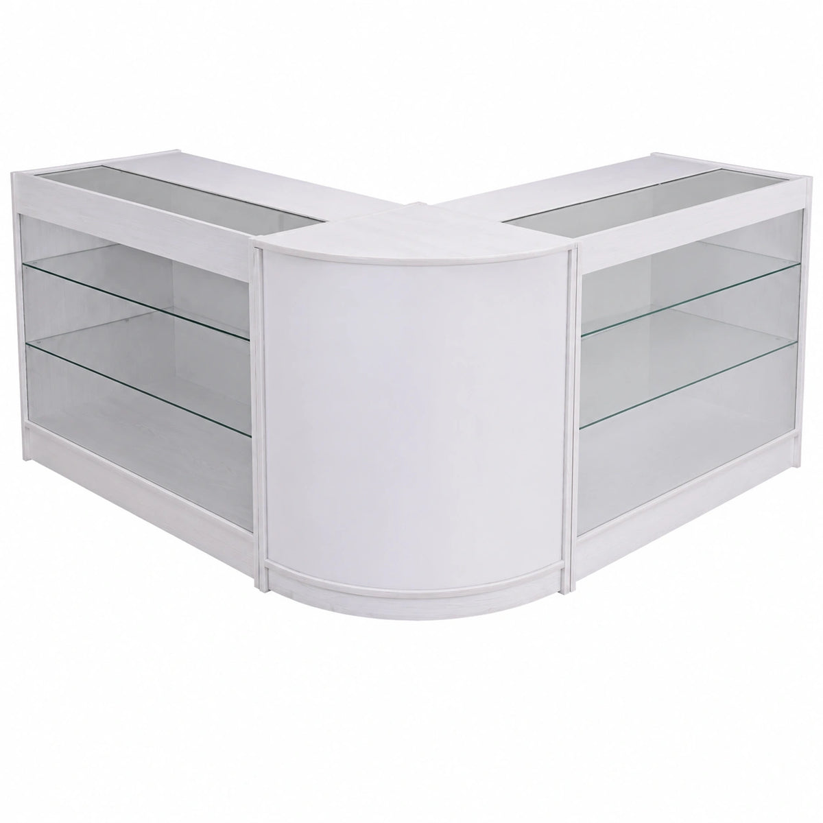 Meuble polyvalent, en panneaux de bois et verre, coloris blanc, pour les espaces de vie