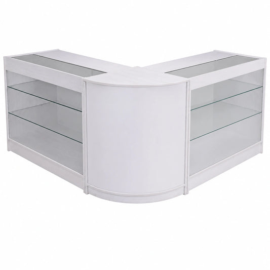 Meuble polyvalent, en panneaux de bois et verre, coloris blanc, pour les espaces de vie