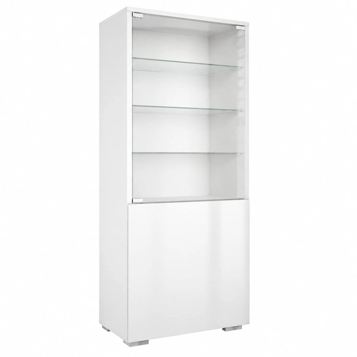 Armoire, avec portes, en verre, coloris blanc, 50 x 122,5 x 34,5 cm, pour la chambre