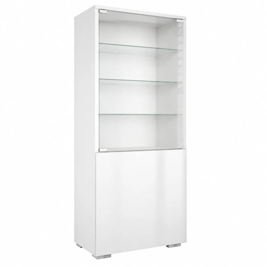 Armoire, avec portes, en verre, coloris blanc, 50 x 122,5 x 34,5 cm, pour la chambre