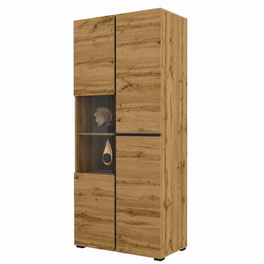 Meuble polyvalent, en chêne, avec portes, coloris noir, pour les espaces de vie