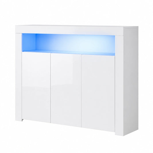 Buffet, avec portes, coloris blanc, pour la salle à manger ou le salon
