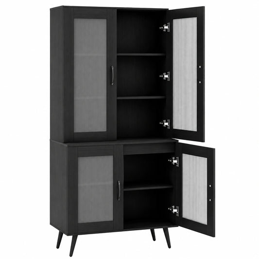 Armoire, en métal, réglable, avec rangement, avec étagères, coloris noir, pour la chambre