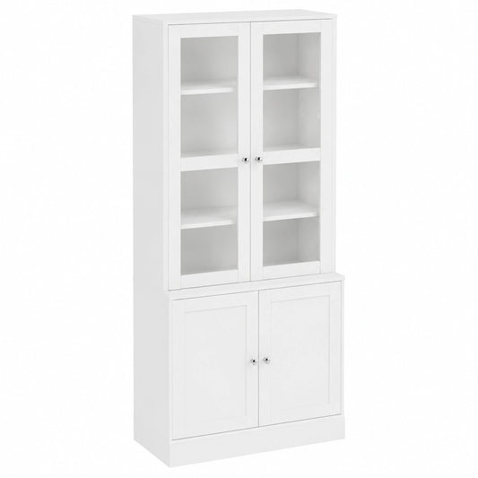 Bibliothèque, avec portes, coloris blanc, 76 x 40 x 178,5 cm, pour le salon ou le bureau