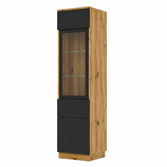 Armoire, en chêne, avec rangement, avec étagères, coloris noir, 37 x 33 x 150 cm, pour la chambre