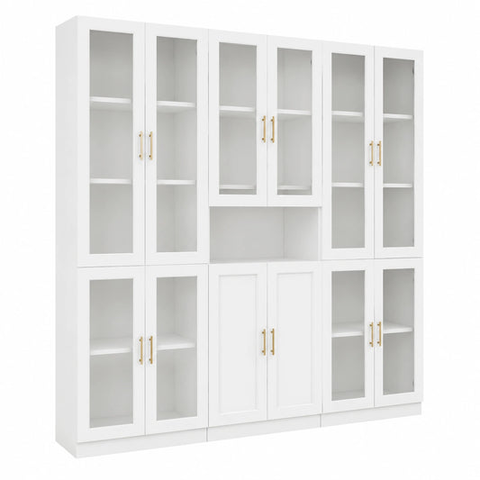 Bureau, réglable, avec rangement, avec étagères, en verre, coloris blanc, pour l’espace de travail