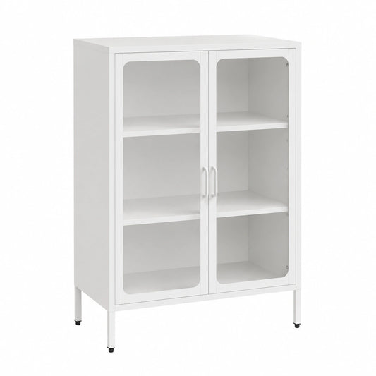 Armoire, avec portes, en verre, 80 x 40 x 110 cm, coloris blanc, pour la chambre