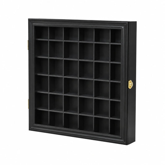 Étagère, avec portes, en verre, 41,9 x 41,1 cm, coloris noir, pour les espaces de vie